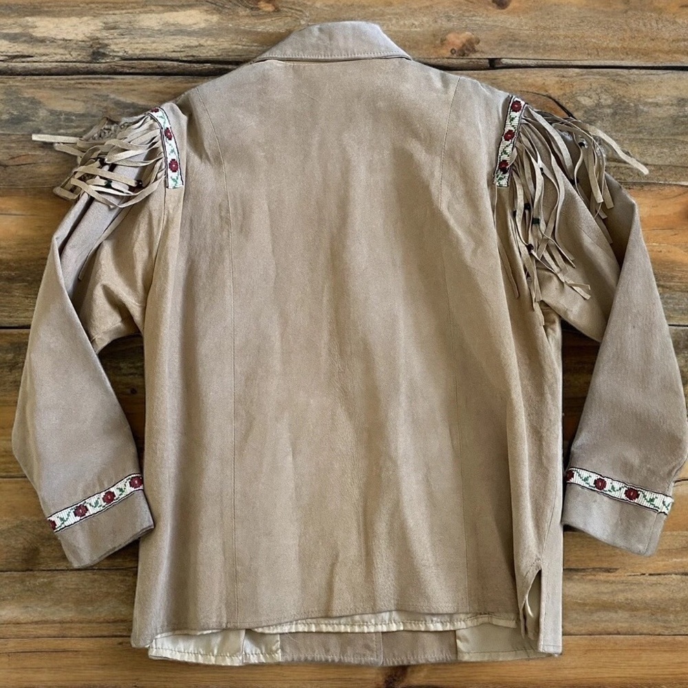 Double D Ranch vintage Beaded Fringe Suede Leather “Telling Stories” Jacket - Picture 3 of 16